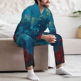 thumbnail image 7 of Lsque Tower And Red Roses Pattern Long Sleeve Pajama Set for Men - Soft 2-Piece Sleepwear and Loungewear Set with Pockets, Comfy Nightwear-XX-Large, 7 of 7