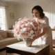 thumbnail image 4 of CaiYueKe Artificial Flowers Bouquet Fake Silk Roses Gypsophila Wedding Decor Home Decor Centerpiece Valentine's Day Gift Spring Display Arrangements, 4 of 8