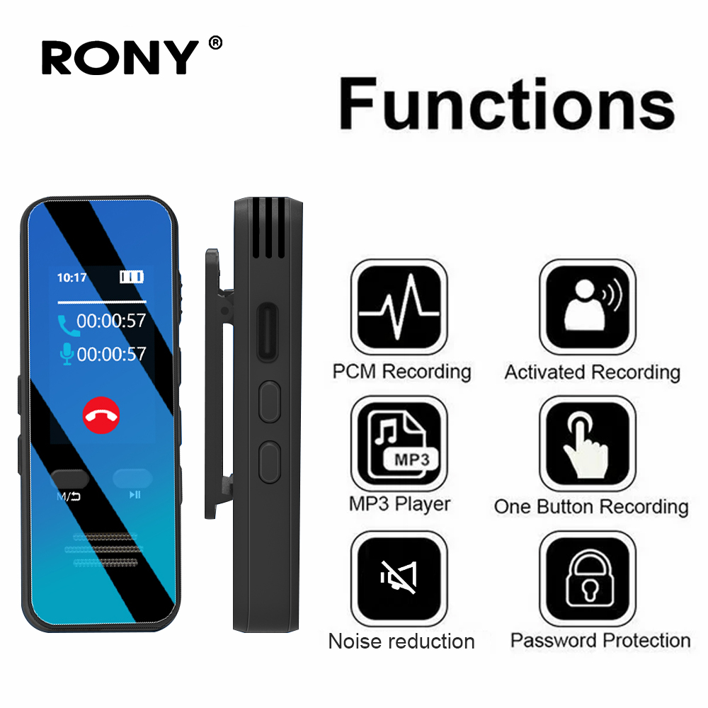 RONY 32GB Digital Voice Recorder with Bluetooth 5.2 - Portable Voice Activated Recorder for Meeting Lecture Interview