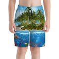 thumbnail image 2 of Cauagu Island And Coral Reef Print Swim Trunks for Men,Youth Boys Swim Shorts Compression Liner Beach Shorts Boys' Swimming Shorts 7-20 Years Bathing Suit-Medium, 2 of 7