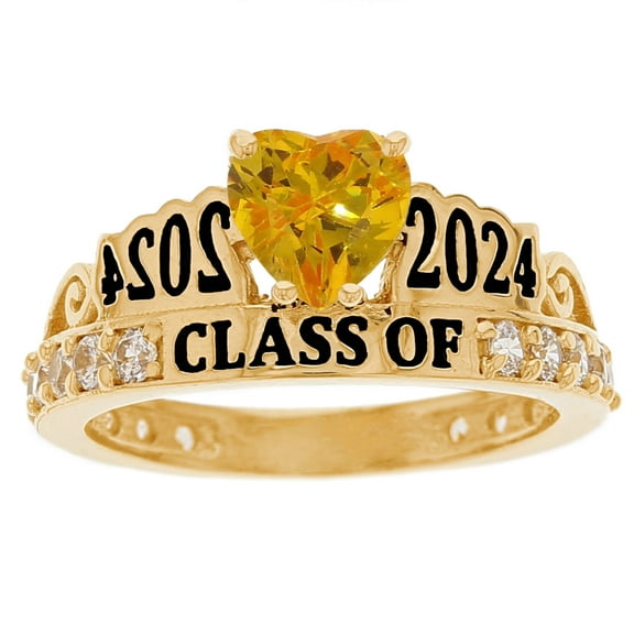 JackAni 10k Yellow Gold Simulated Citrine November Birthstone Gorgeous 2025 Graduation Ring - Size 5.00