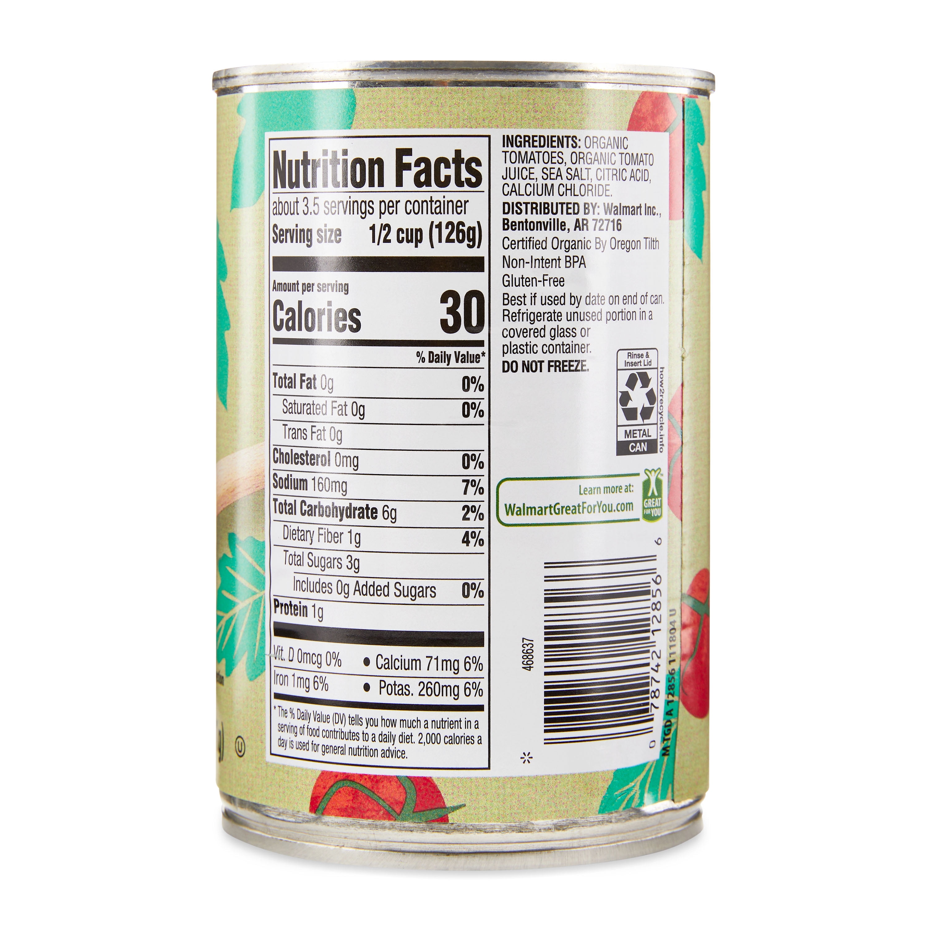 (12 pack) Great Value Organic Diced Tomatoes in Tomato Juice, 14.5 oz