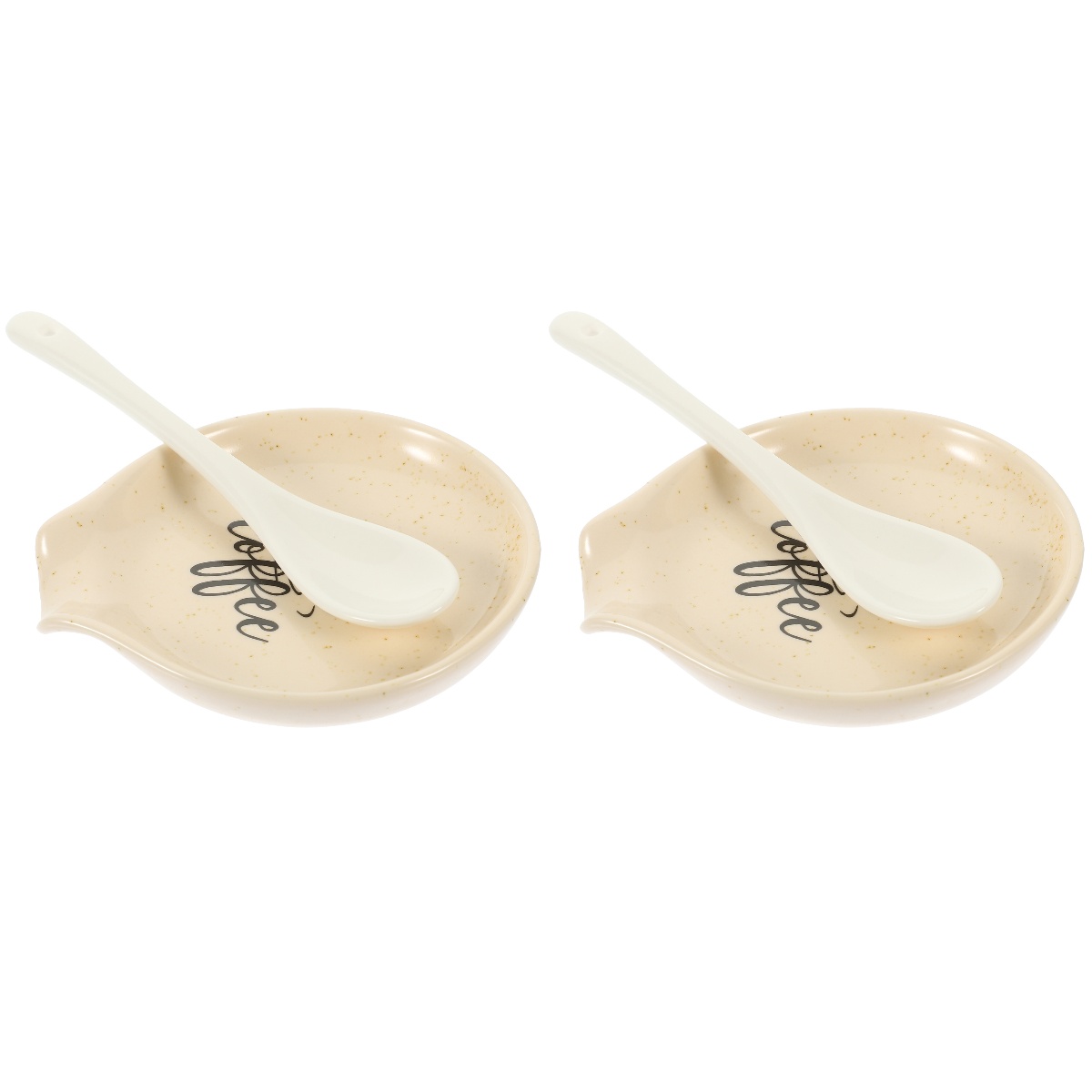 Bestonzon 2 Sets Exquisite Ceramic Coffee Spoon and Spoon Rest Small