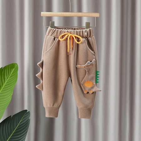 

Toddler Boys Trousers Active Jogger Pants Cartoon Dinosaur Print Pants Mid-waist Pants