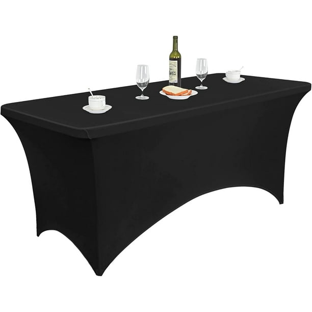 Sevenstars 4ft Spandex Table Cover Stretch Fitted Tablecloth Black
