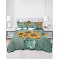 thumbnail image 3 of Vintage Sunflower Twin Size Down Alternative Comforter, Lightweight Comforter Quilt Bedding Set with Pillow Shams Teal Retro Summer Botanical Floral All Seasons Bed Comforter Duvet Insert 68"x86", 3 of 7
