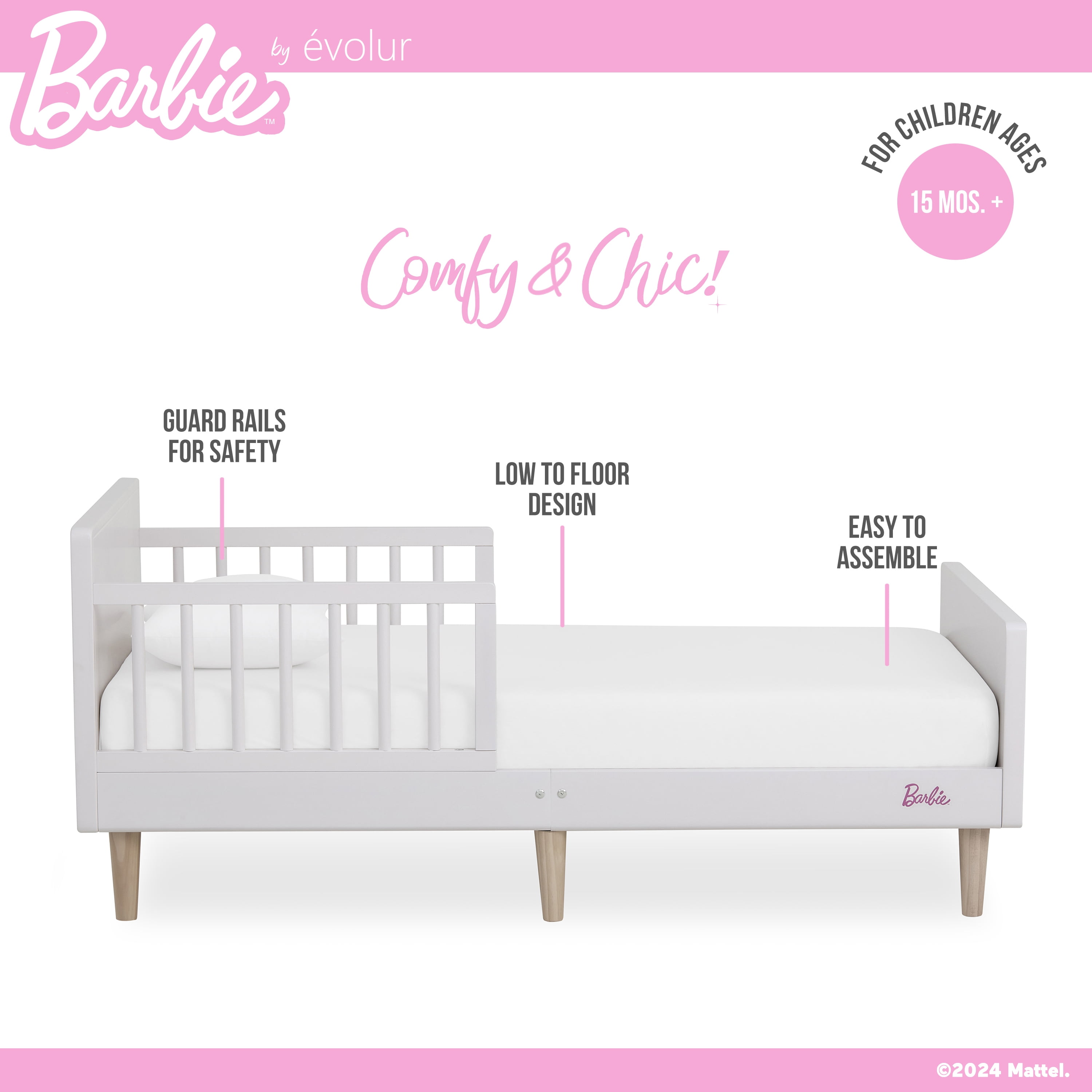 Evolur Barbie Los Altos Toddler Bed, Lavender Sky