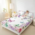 thumbnail image 4 of Manfei Watercolor Butterfly Twin Sheet Sets,Purple Lavender Twin Fitted Sheet,Pink Rose Floral Flat Sheet For Girls Teens,Microfiber Bedroom Decor,3 Pieces, 4 of 7