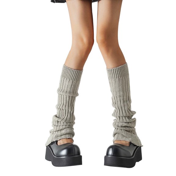 Fgnfyis Ladies Solid Color Knit Lace Trim Style Ruched Socks Slouchy Socks for Crew Length Grey One Size