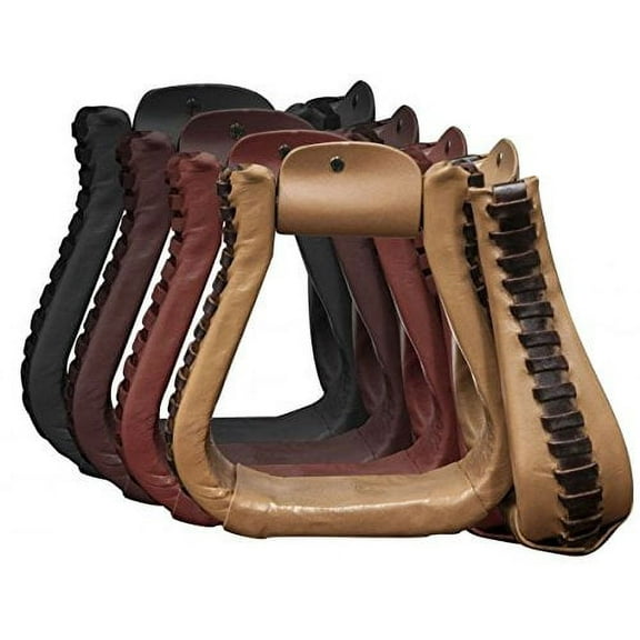 Showman Leather Covered Western Stirrups (Black)