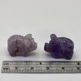 thumbnail image 4 of 2 Purple Piggies Hand Carved Amethyst Pig Animal Beads | 22x13x11mm | Purple | 2 Beads, 4 of 12