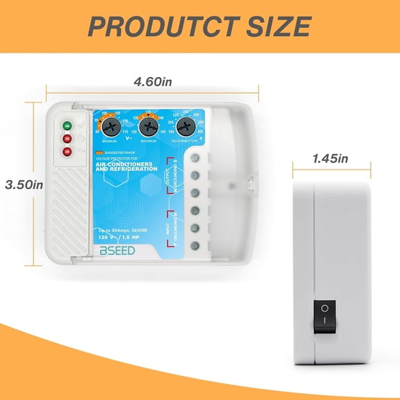 SLKOHDZ-Surge Protector - Heavy Duty Power Voltage Regulator for TV, Computer & Home Appliances, Adjustable, 120V, 30A, 3600W, 1 Pack