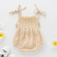 thumbnail image 6 of BLTIBY 2025 Newborn Baby Girl Summer Romper Solid Color Adjustable Halter Sleeveless Backless Overalls Outfits Infant Fashion Bodysuit Beige 3-6 Months, 6 of 8