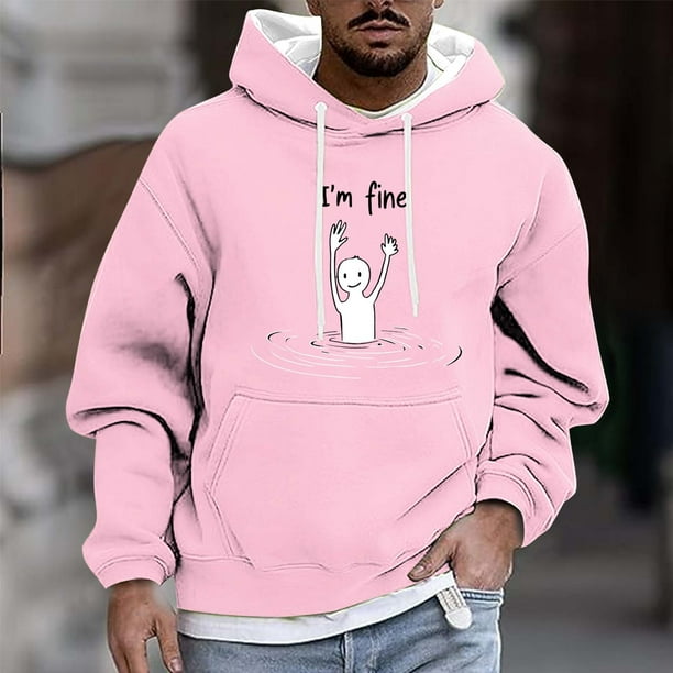 Dolkfu Sudadera de invierno para hombre con capucha, sudadera casual con estampado y bolsillo tipo canguro, camiseta de estilo callejero para hombre. XXXXL
