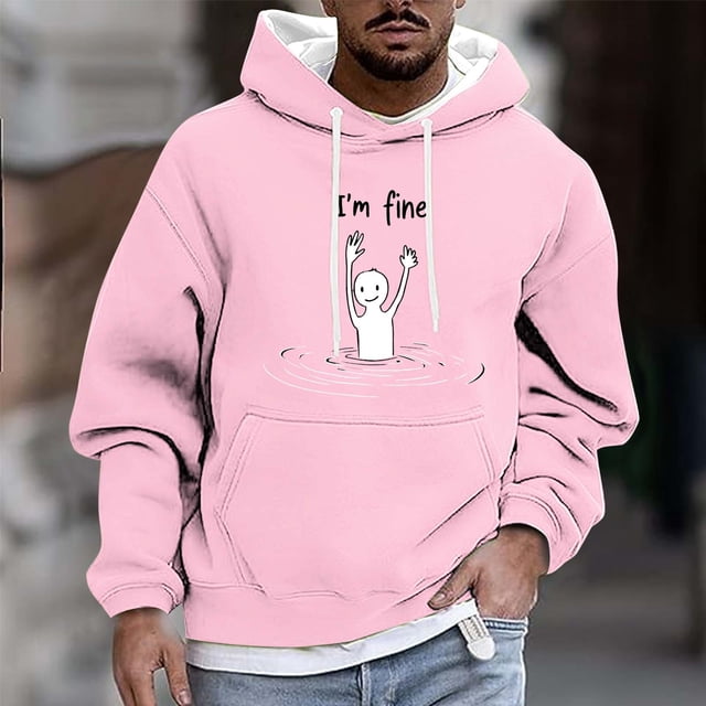 Handshe Chandail à Capuche Décontracté pour Hommes, Chandail Imprimé Élégant à Manches Longues avec Cordon de Serrage Réglable, Mode Mode Urbaine pour Activités Extérieures, Grande Taille
