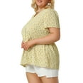 thumbnail image 4 of DARING DIVA Women's Plus Floral V Neck Short Sleeve Peplum Top 4X Yellow, 4 of 7