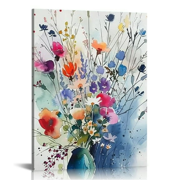 Creowell  Flower Pictures Canvas Wall Art Floral Botanical Prints Wildflower Plant Pictures Wall Decor Floral Oil Paintings Posters Colorful Watercolor Floral Prints(16x20 in/12x16 in)