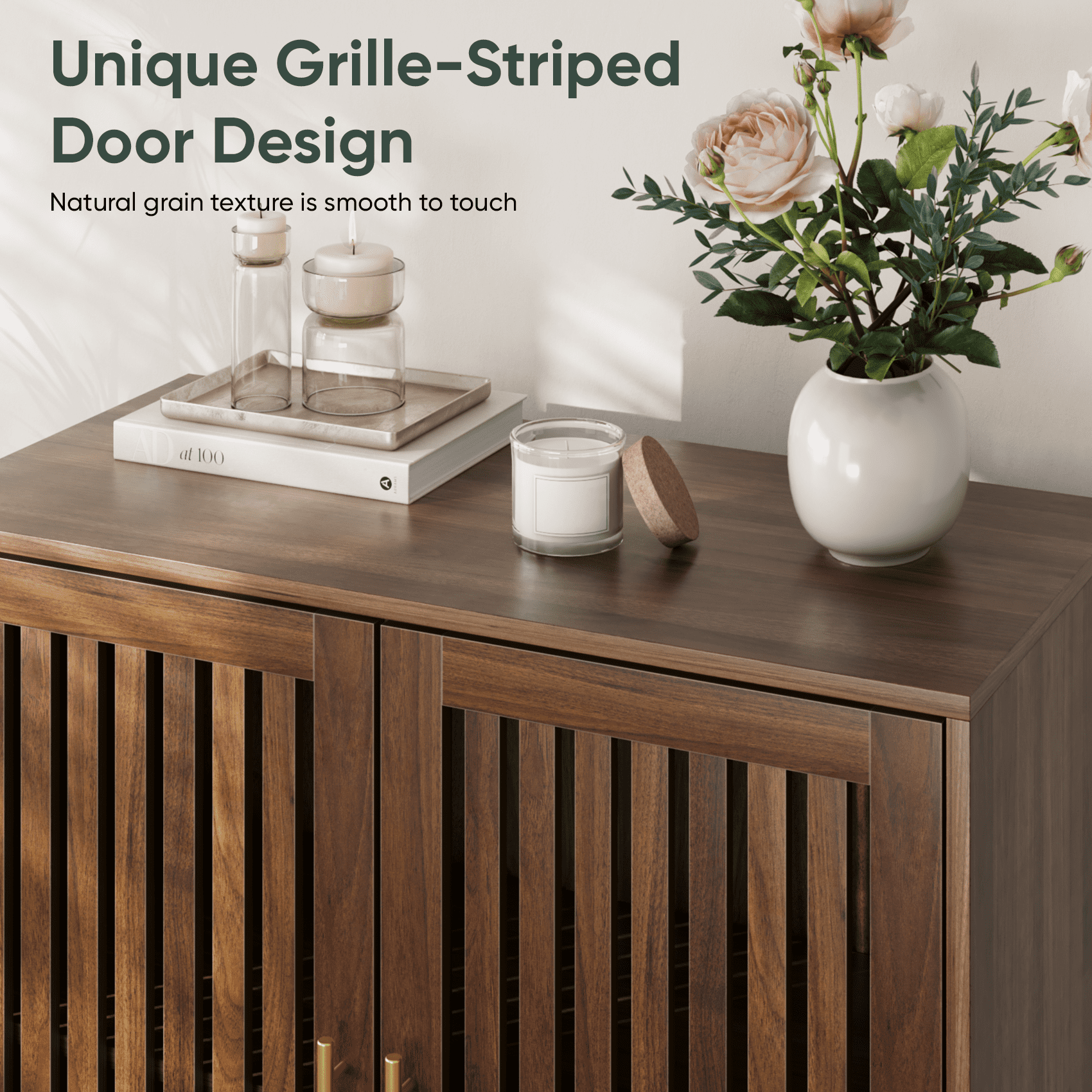 Algherohein Buffet Cabinet with Storage,Sideboard Kitchen Storage Cabinet with Adjustable Shelf,3 Pack
