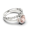 thumbnail image 2 of Beautiful Boho And Hippie 1.85 Carat Oval Cut Morganite And Diamond Moissanite Engagement Ring, Wedding Ring, One Matching Band In 10K Solid White Gold, Romanic Gift For Her, Promise Ring, 2 of 3