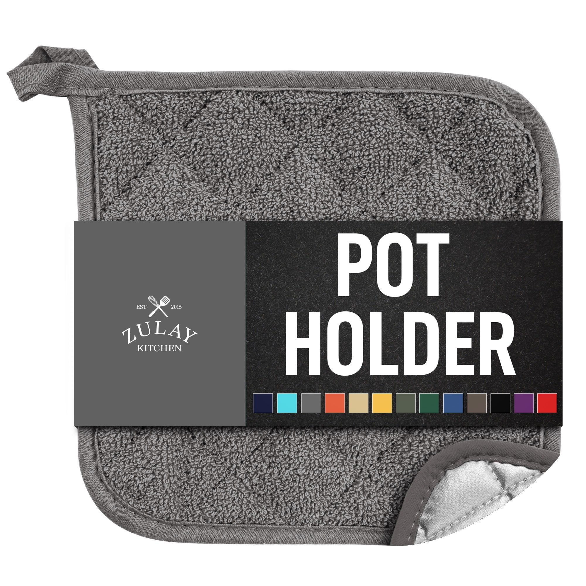 Zulay Kitchen Cotton Pot Holder 1 Pack Washable for Kitchen - Grey