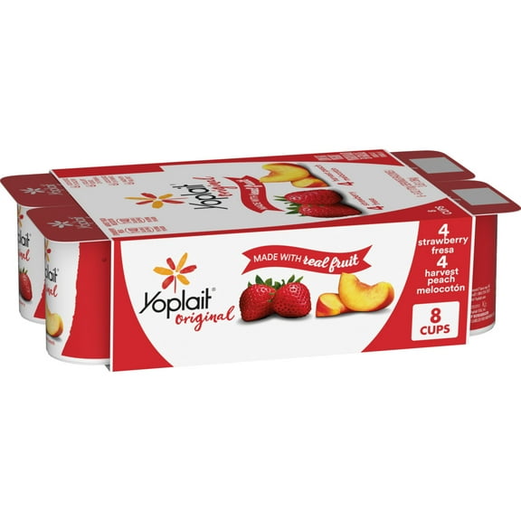 Yoplait Original Low Fat Yogurt Variety Pack, Made with Real Fruit, 8 Yogurt Cups, 48 oz
