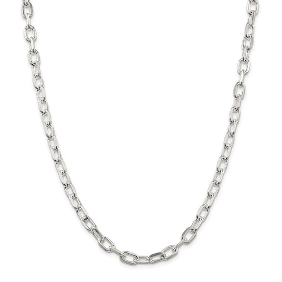 Sterling Silver Diam-Cut Open Cable Chain Necklace - 35.0 Grams - 20 Inch - 6.5mm - Lobster Claw
