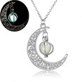 thumbnail image 1 of Glow In The Dark Moon Shape Necklace Hollow Luminous Pendant Jewelry Gift, 1 of 4