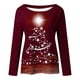 thumbnail image 4 of Camisas de Navidad Para Mujer Tops de Cuello Redondo Blusa de Manga Larga Con Estampado de Árbol de Moda Odeerbi  ODB194497, 4 of 5