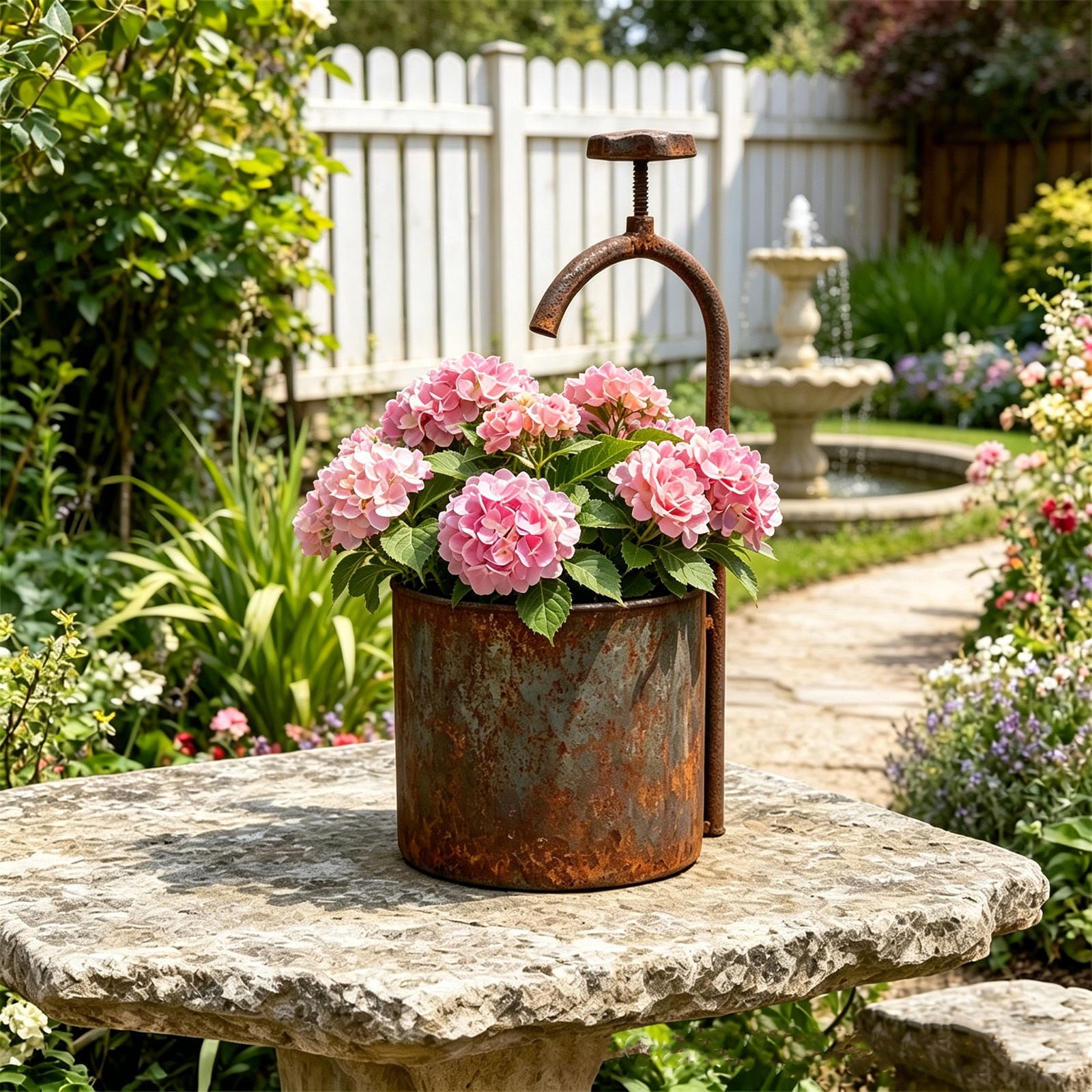 Vintage Iron Watering Can Planter Distressed Rust Finish Metal Flower Pot Garden Decor Wall Mount Tabletop Container for Indoor Outdoor