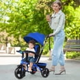 thumbnail image 2 of INFANS Kids Tricycle, 4 in 1 Stroll Trike with Adjustable Push Handle, Removable Canopy, Retractable Foot Plate, Lockable Pedal, Detachable Guardrail, Suitable for 10 Months to 5 Years (Blue), 2 of 5