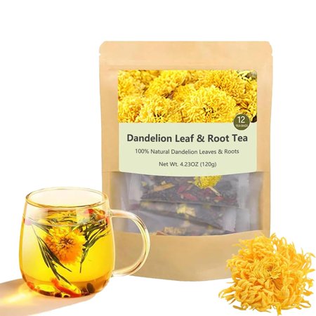 Dandelion Leaf & Root Tea 4.23OZ,100% Pure Dandelion Leaves & Roots,Organic Kidneys & Liver Cleansing Tea with Herbal Ingredients, Dandelion Wolfberry Tea (1PCS)