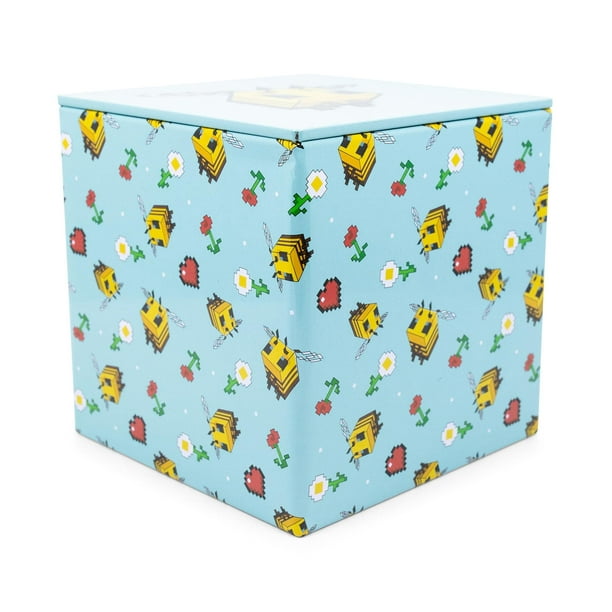 Caja de almacenamiento con forma de cubo, diseño de abeja de Minecraft, lata de 10 cm