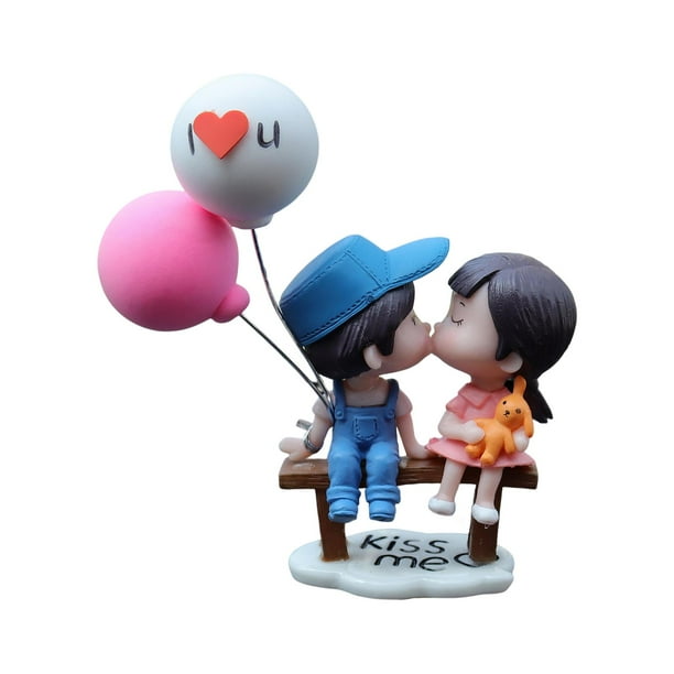 Adornos para salpicadero de coche, miniaturas, pareja encantadora, bonitos adornos para coche. Azul rosado