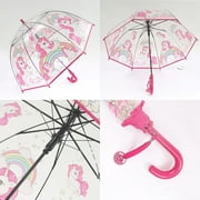 1pc New Colorful Princess Umbrella With Bag Edge Cute Transparent Plastic Printed Unicorn Umbrella