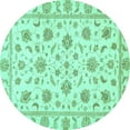 thumbnail image 1 of Ahgly Company Indoor Round Oriental Turquoise Blue Traditional Area Rugs, 8' Round, 1 of 4