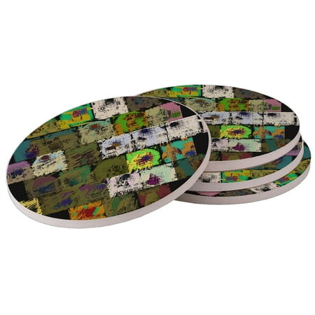 

KuzmarK Android Pop Coasters for Drinks Absorbent Ceramic Stone Round Cork Backing