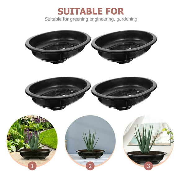 LRXIYODE 4pcs Plastic Flower Pot Large Bonsai Pot With Ventilation For Flower Garden Nursery