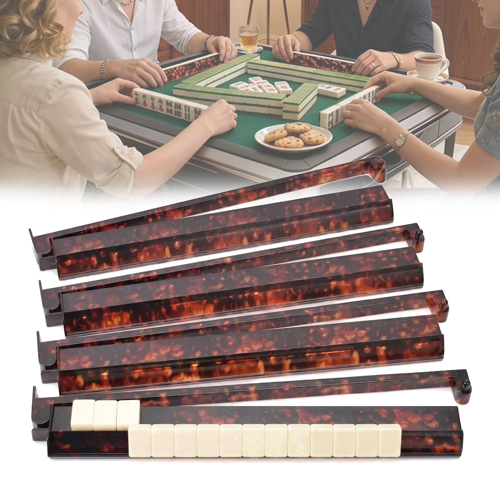 ZENY American & Chinese Mahjong 166 Tile Set, Travel Game with 4