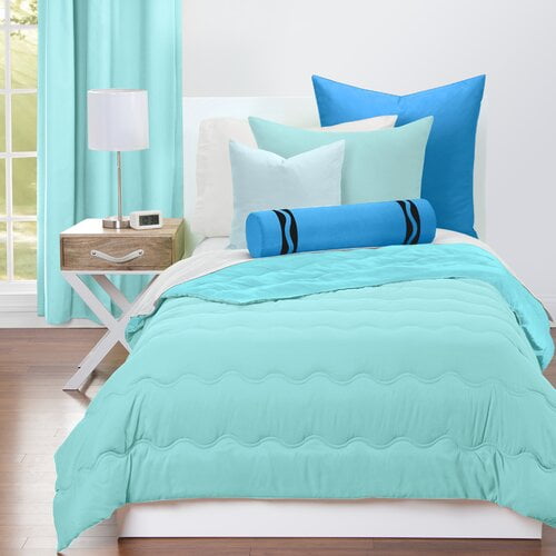 Crayola Robin's Egg Blue and Turquoise Blue Reversible Comforter Set