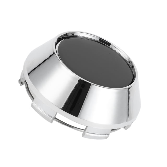 Tapa central de rueda universal, duradera, 69 mm, 2.72" de diámetro exterior, plástico tono negro y plateado
