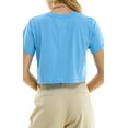 thumbnail image 7 of Women's Boxy Crop Top Round Neck Short Sleeve Casual 100% Cotton Cropped Tee T-Shirt, Ice Blue, 2XL, 7 of 7