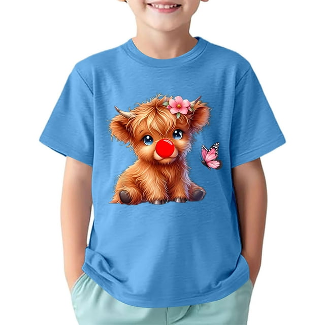 Haut à Bretelles Épais Chemise Cœur Fille Enfant Imprimé Sport Décontracté Confortable Col Rond Manches Courtes T-Shirt pour Enfants