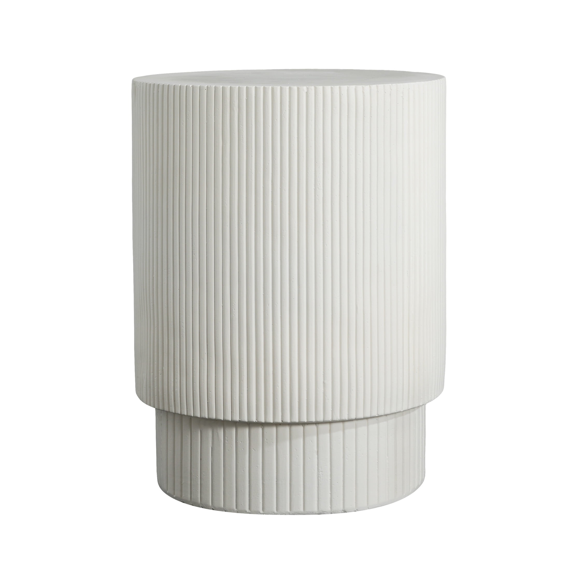Christopher Knight Home Minimalist Ribbed MGO Side Table, Concrete, Indoor/Outdoor, White