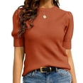 thumbnail image 2 of Women's Short Sleeve Bubble Sweater Round Neck Pullover Top Ribbed Knit Sweater Shirt, 2 of 5
