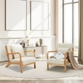 thumbnail image 3 of YODOLLA  Fabric Accent Chair Mid-Century Modern Upholstered Arm Chair for Living Room in White, 3 of 7