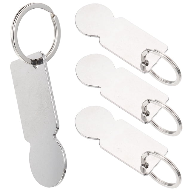 Miangastore Shopping Trolley Tokens Pendant Silver 4Pcs 3.1X1.0X0.9In