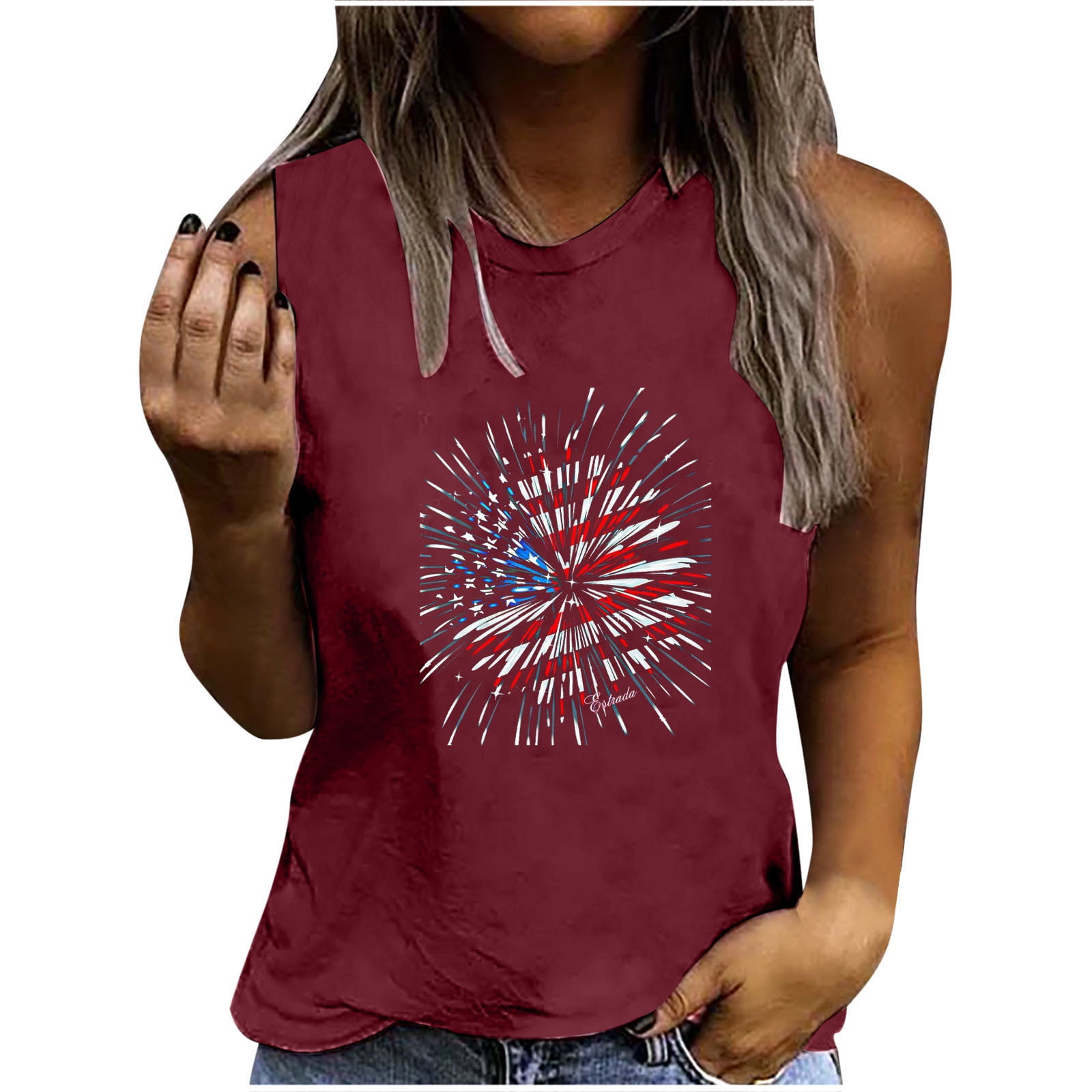 Graphic Tank Top for Women Fourth of July Patriotic Shirt Satr Striped ...