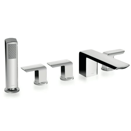 Toto Soiree Three Handle Deck Mount Roman Tub Filler Trim With Hand Shower Polished Chrome Tb960s1 Cp