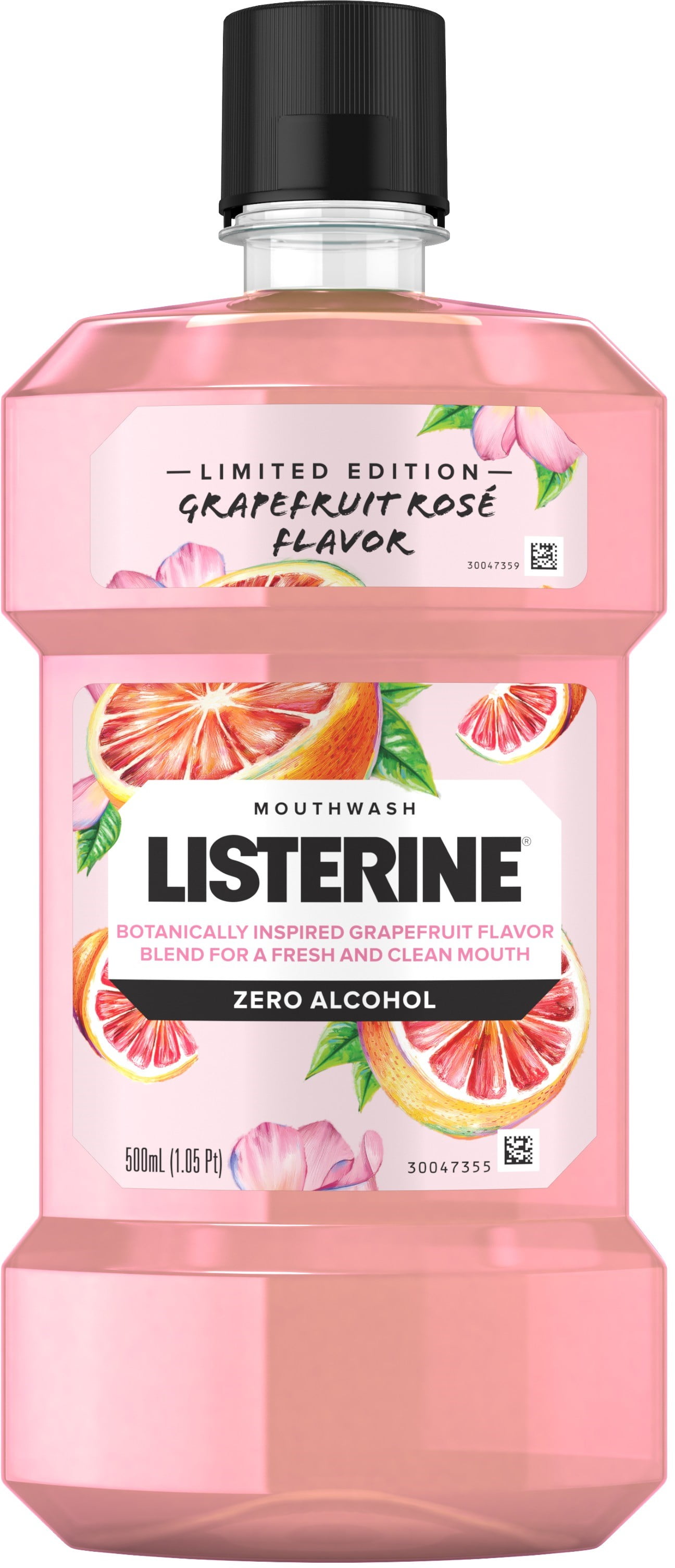 Listerine Zero Alcohol Mouthwash, Limited Edition Grapefruit Rose Flavor, 500 mL 1 Ea (Pack of 2)
