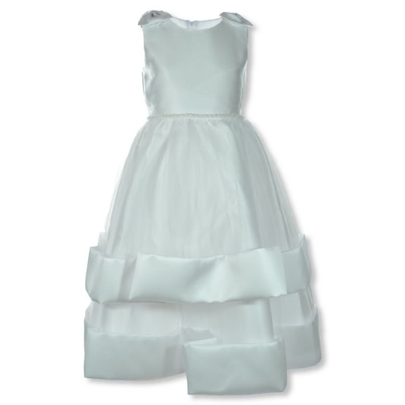Bonnie Jean Girls' Shantung Pearl Communion Dress - white, 16 (Big Girls)